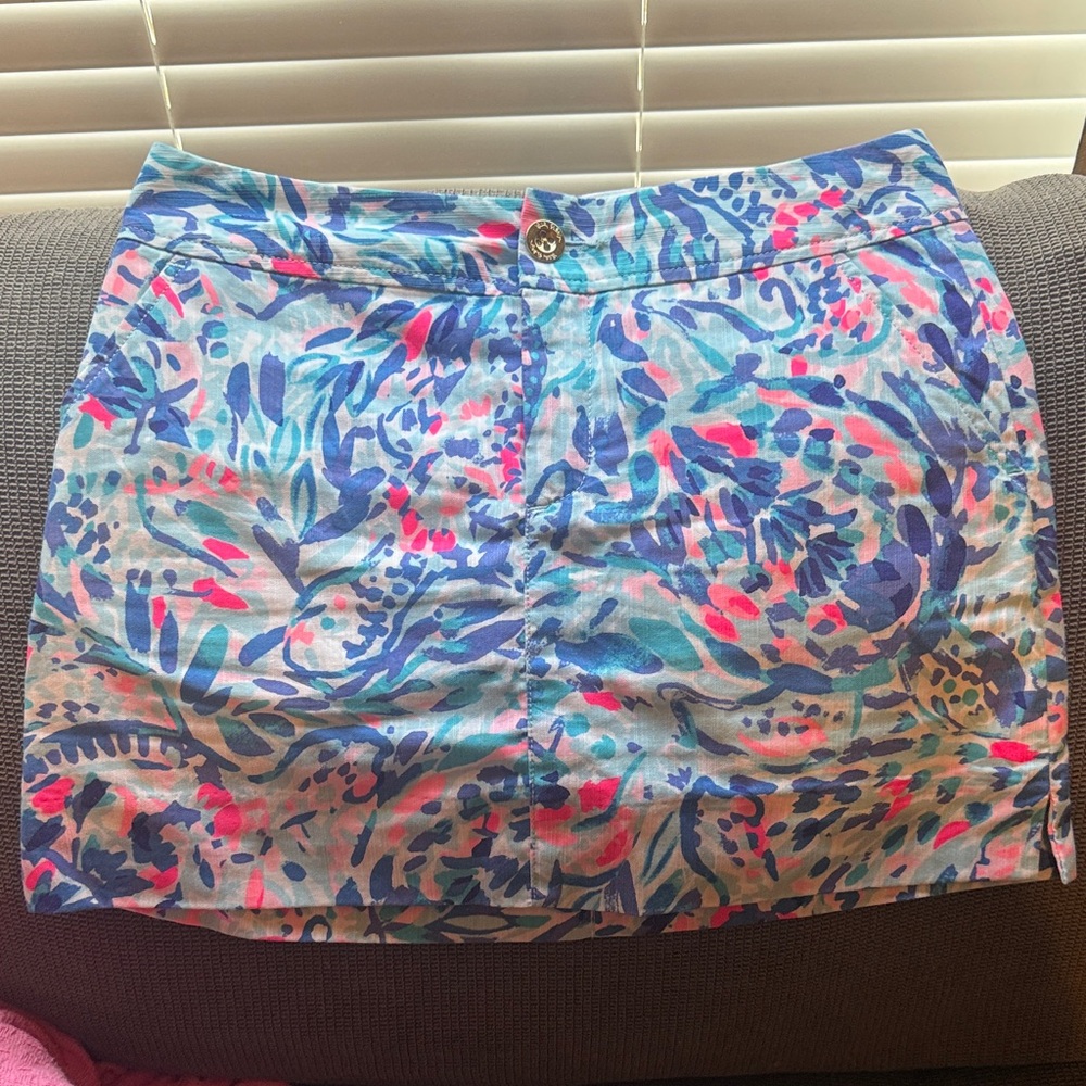 Lilly Pulitzer Printed Mini Skirt — Blue, Pink & Teal